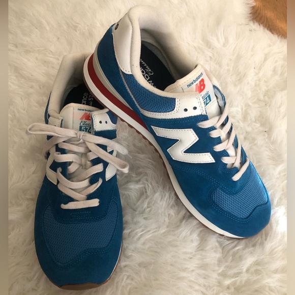 New Balance Other - NEW BALANCE Men’s 574 Classic Trainers Red White Blue 4E Width Sneakers Size 12